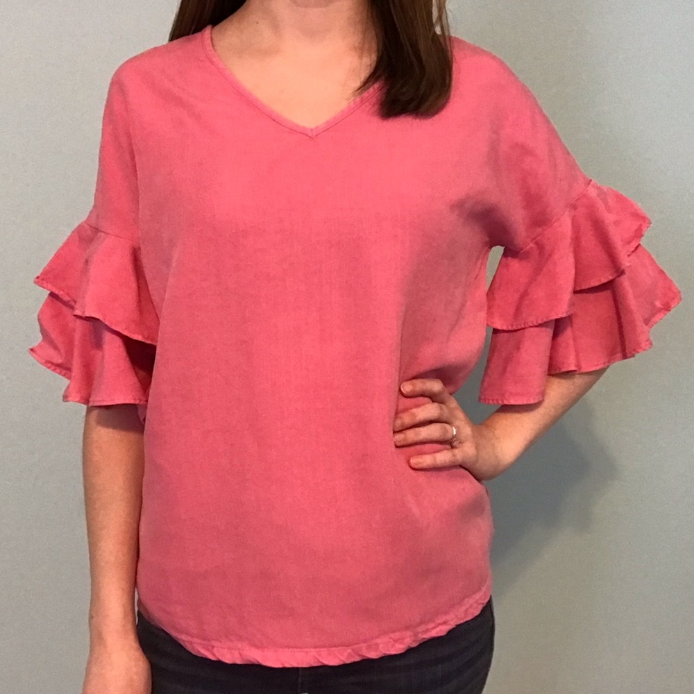 Love 8 Pink Bell Sleeve Top - Picture 2 of 3